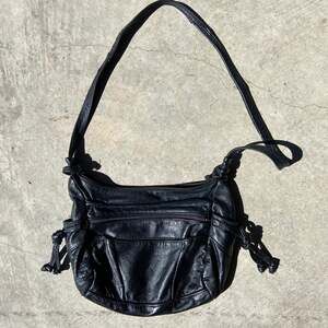 Vintage Black Leather Shoulder Bag Made in Mexico